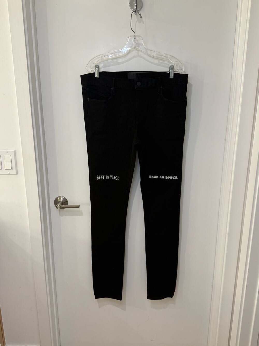RtA Rest In Peace / Rest In Power Black Embroidered Skinny Jeans